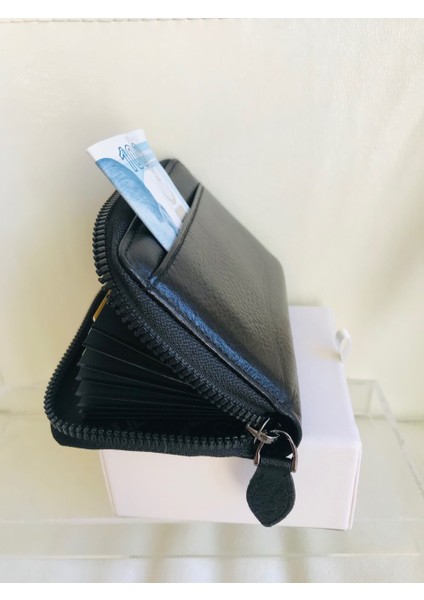 Akordiyon Deri Kartlık & Para Portföy Siyah Deri indirimleri