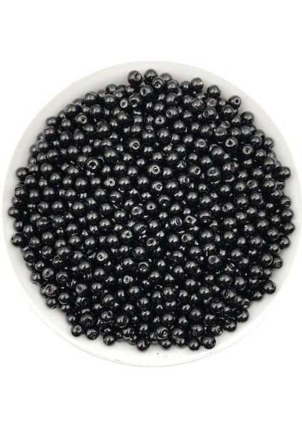 50 gr 5mm Siyah Cam Inci Boncuk ,takı Yapım Boncuğu (50GR,~300 Adet)