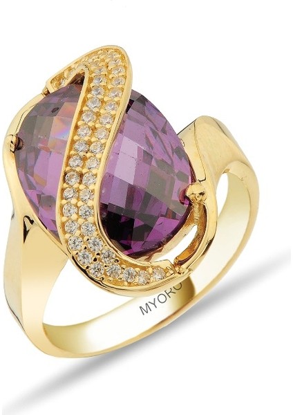 14 Ayar Altın 's' Modeli Amatis Taşlı Yüzük