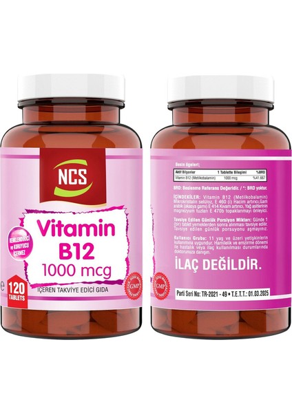 Vitamin B12 120 Tablet & Nevfix Vitamin D3-K2 120 Tablet fiyatları