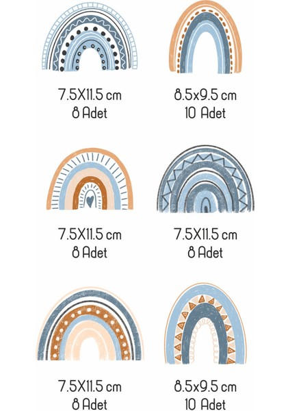 Renkli Bohem Rainbowlar Duvar Stickerı modelleri