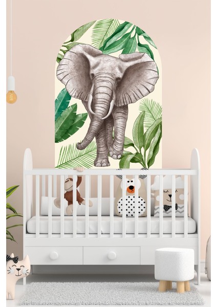 Oval Bohem Afrikan Elephant Duvar Stickerı