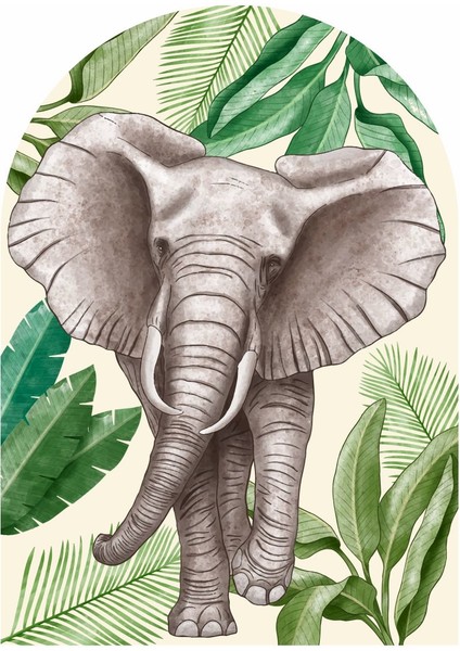 Oval Bohem Afrikan Elephant Duvar Stickerı modelleri