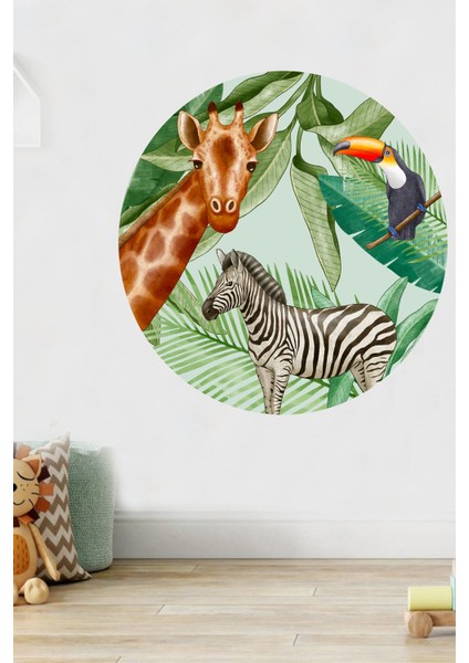 Yuvarlak Bohem Afrikan Safari Duvar Stickerı