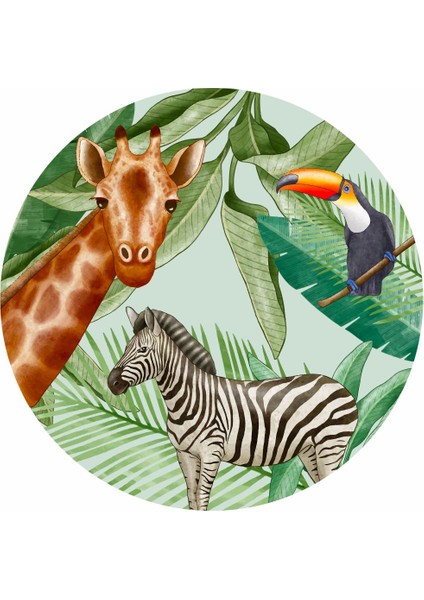 Yuvarlak Bohem Afrikan Safari Duvar Stickerı