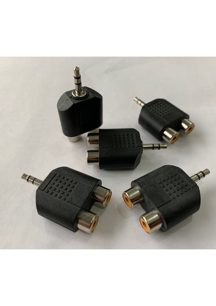 5 Adet 2 Rca Dişi Female To - 3.5mm Aux Stereo Plug Adapter