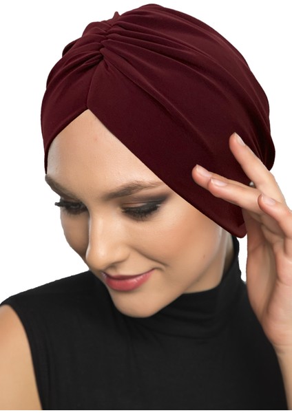 Büzme Çift Taraflı Bordo Hazır Türban Tesettür Havuz Bonesi