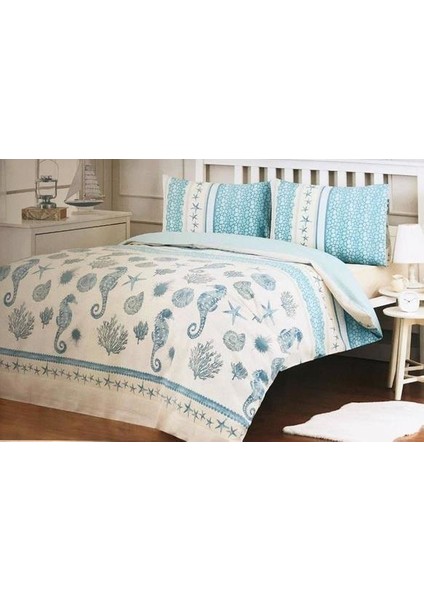 Tek Kişilik M Fashion Mavi Sea Horse Nevresim Takımı