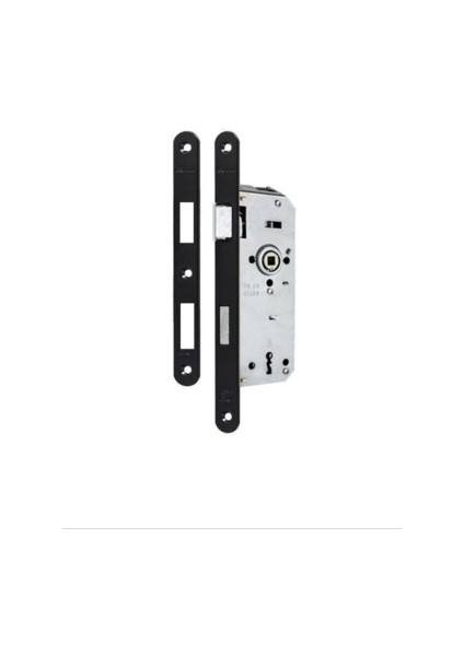 Anka (Oda Tipi) Mat Siyah Kare Rozetli Kapı Kolu + Kapı Kilidi 2'li Set
