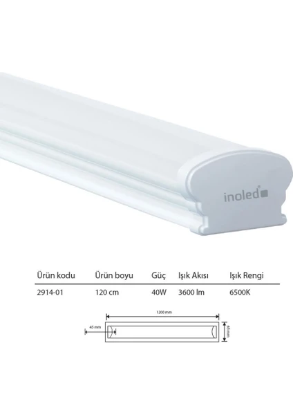 Inoled 40W LED Etanj Armatür 6500K