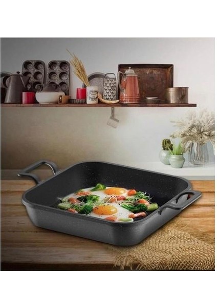 Kare Döküm Sahan Siyah 24 cm ZK-975