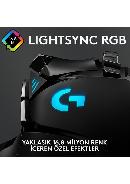 G G502 HERO LIGHTSYNC 25.600 DPI Yüksek Performanslı Kablolu Oyuncu Mouse - Siyah