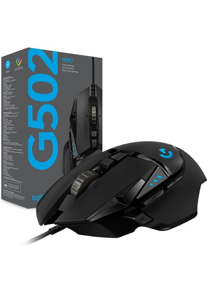 G G502 HERO LIGHTSYNC 25.600 DPI Yüksek Performanslı Kablolu Oyuncu Mouse - Siyah