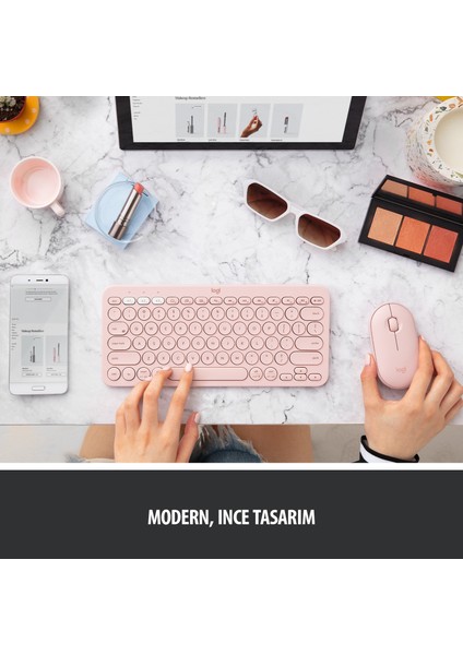 M350 Pebble Sessiz Kablosuz Kompakt Mouse - Pembe