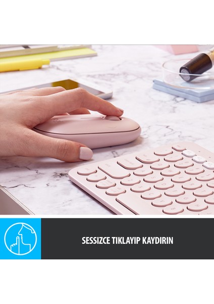 M350 Pebble Sessiz Kablosuz Kompakt Mouse - Pembe