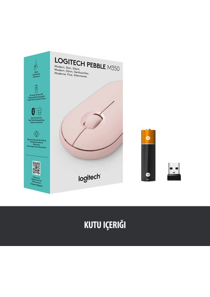 M350 Pebble Sessiz Kablosuz Kompakt Mouse - Pembe