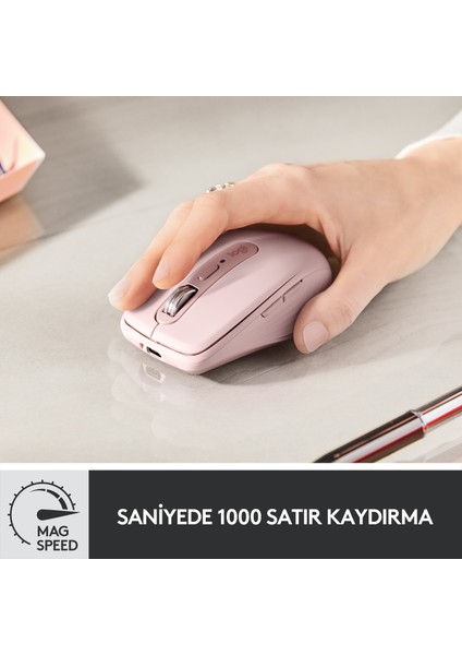 MX Anywhere 3 Kompakt Kablosuz Mouse - Pembe