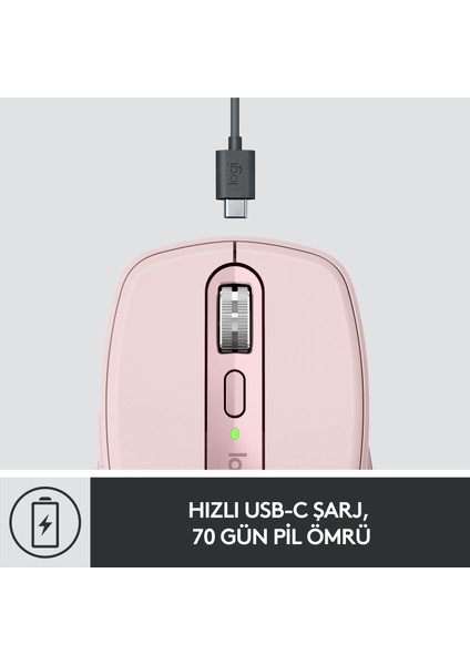 MX Anywhere 3 Kompakt Kablosuz Mouse - Pembe