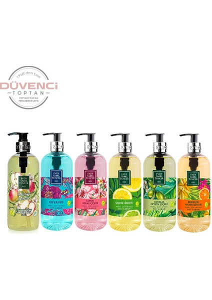 Sıvı Sabun Seti Ayvalık Zeytin Çiçeği, Çeşme Limonu, Japon Kiraz Çiçeği, Okyanus, Bodrum Mandalinası, Amasya Elması 500 ml fiyatları