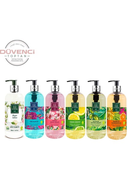 Sıvı Sabun Seti Ayvalık Zeytin Çiçeği, Çeşme Limonu, Japon Kiraz Çiçeği, Okyanus, Bodrum Mandalinası, Beyaz Sabun 500 ml fiyatları