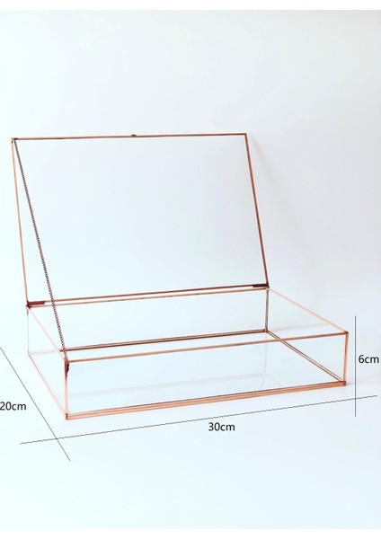 Rose Bakır Kapaklı Cam Takı Kutusu