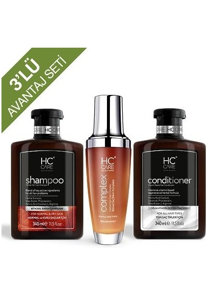 Hc Care Complex 100 Ml, Şampuan 340 Ml, Krem 340 ml 3'lü Set Yeni Ambalaj