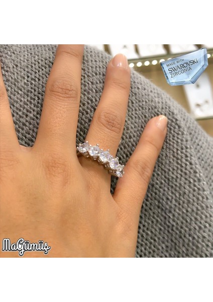 Swarovski Modeli Zirkon 5 Beştaş Altın Tasarım Gümüş Yüzük