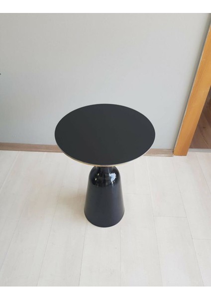 Olympos Dekoratif Parlak Siyah Uzun Model Krom Sehpa 55 cm