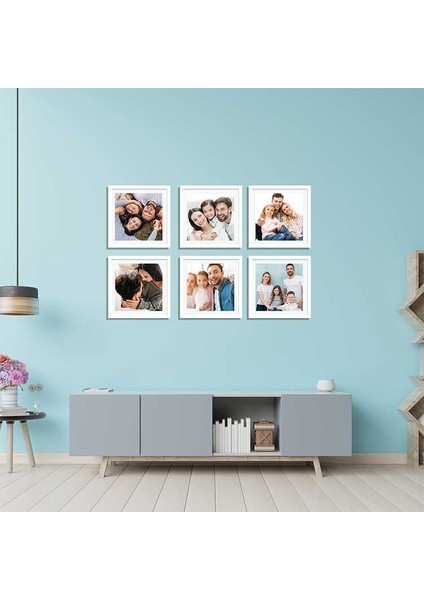 Yapışan Sök Tak Kare Çerçeve - Beyaz 3'lü Paket