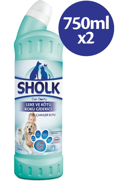 Evcil Hayvan Leke ve Koku Giderici Oksıjenlı Çamaşır Suyu 750ML X2 Adet (1,5 L)