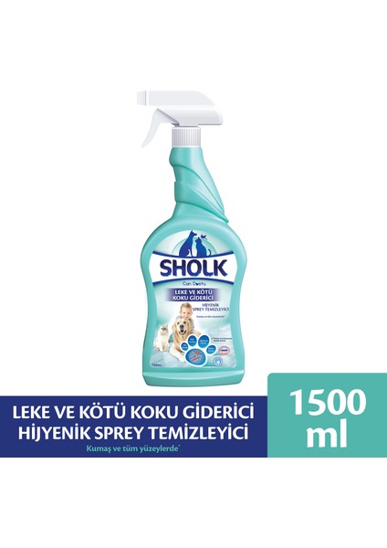 Evcil Hayvan Leke ve Koku Giderici Hijyenik Sprey 750ML X2 Adet (1,5 L)