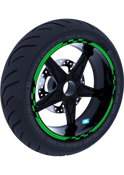 Moto Gp Yarış Bayraklı Jant Şeridi Sticker Reflektif & Floresan Renkler Çınar Extreme