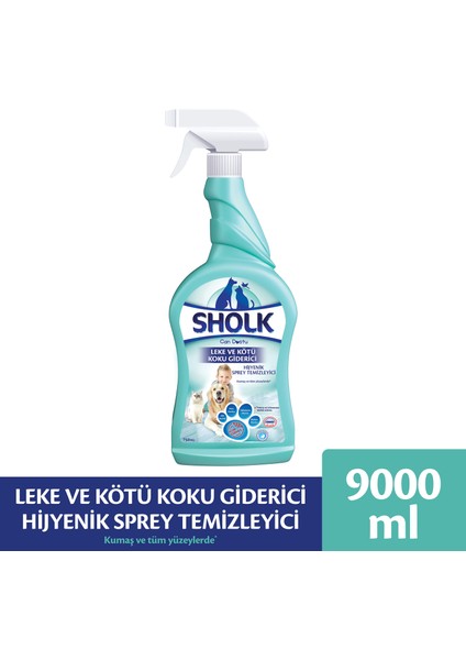 Evcil Hayvan Leke ve Koku Giderici Hijyenik Sprey 750ML X12 Adet (9 L)