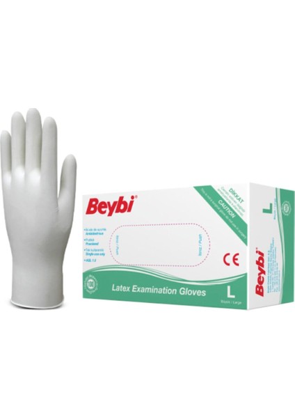 Latex Pudralı Muayene Eldiven L 100'LÜ