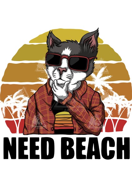 Cat Need Beach Sticker