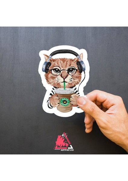 Coffee Lover Cat - Kahve Sever Kedi Sticker