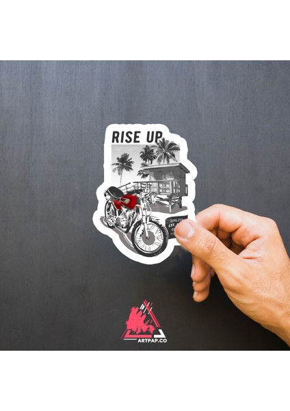 Art Pap Rise Up - Motorcu Sticker