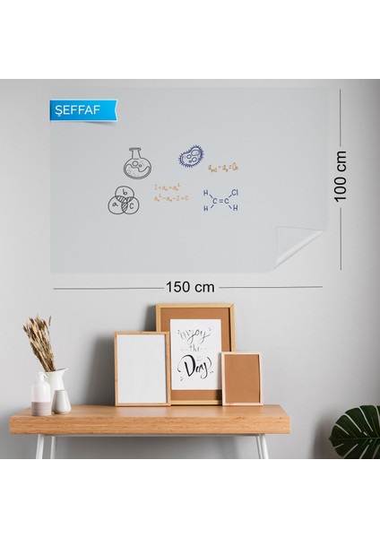 Akıllı Kağıt - 100x150 Cm 1 Şeffaf + 1 Beyaz, Yapışkansız Statik Tutunabilir Yazı Tahtası Ve Pano