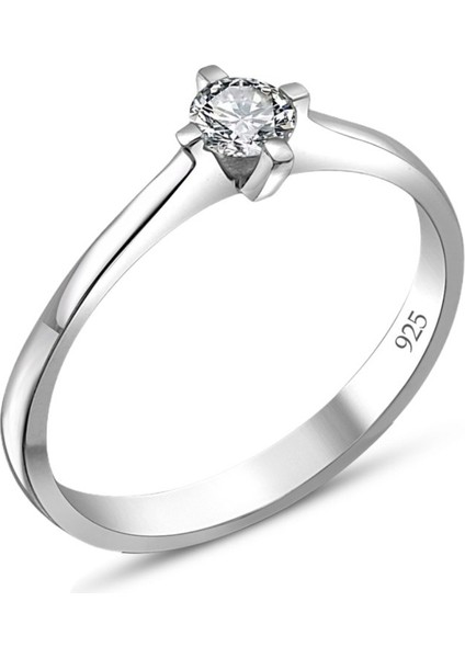 Swarovski Sertifikalı 3 mm Minik Tektaş 925 Gümüş Yüzük
