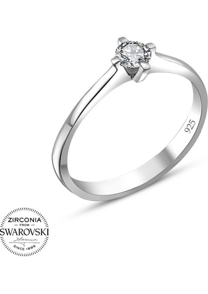 Swarovski Sertifikalı 3 mm Minik Tektaş 925 Gümüş Yüzük