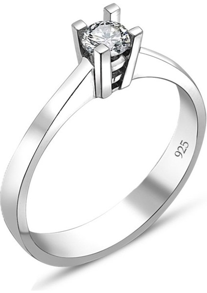 Swarovski Sertifikalı Tektaş 925 Gümüş Yüzük