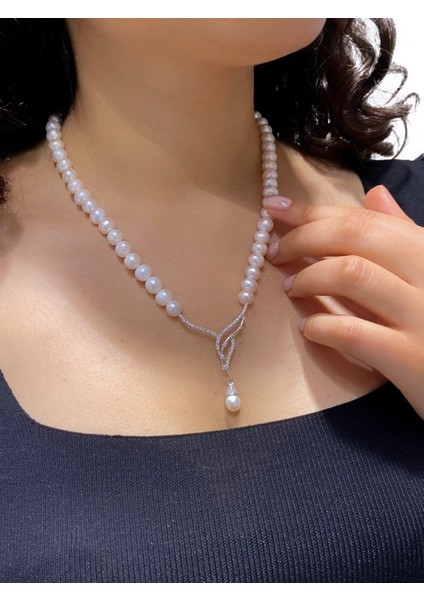 Drop Damla Altın Modeli Inci Gerdanlık 925 Gümüş Kolye