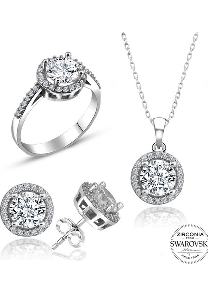 Sertifikalı Swarovski Özel Modeli Tektaş 925 Gümüş Set Takım modelleri