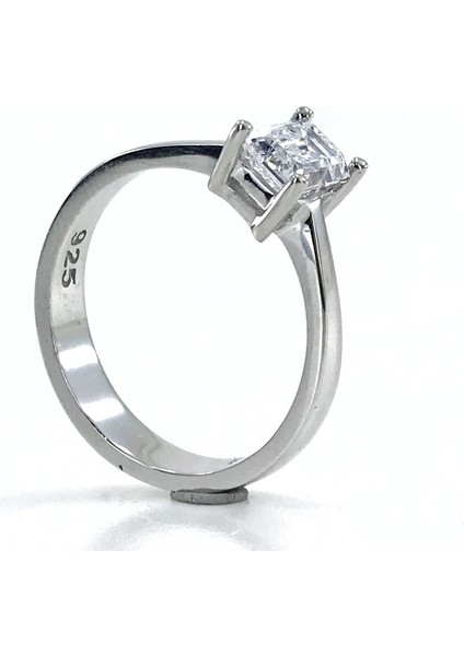 Baget Swarovski 2.00 Carat Taşlı Tektaş Gümüş Yüzük