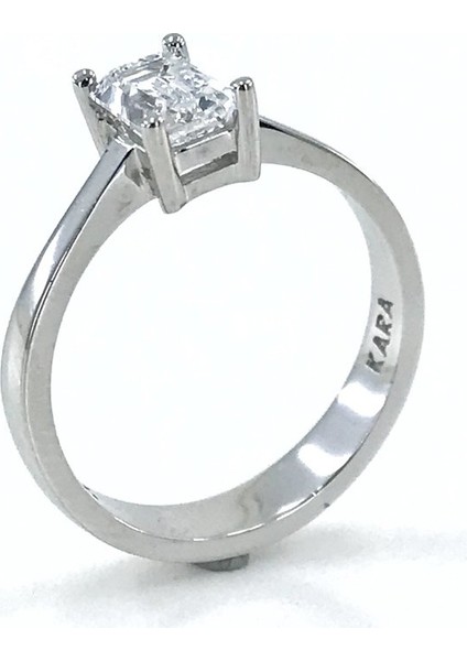 Baget Swarovski 2.00 Carat Taşlı Tektaş Gümüş Yüzük