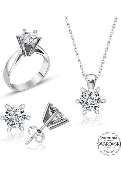 Sertifikalı Swarovski Tektaş Özel Model 925 Gümüş Set Takım fiyatları