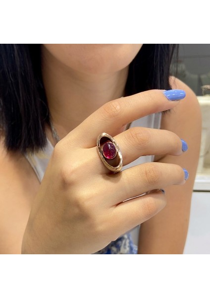 Lal Garnet Granat Taş El Üretim Üst Kalite Otantik 925 Gümüş Yüzük