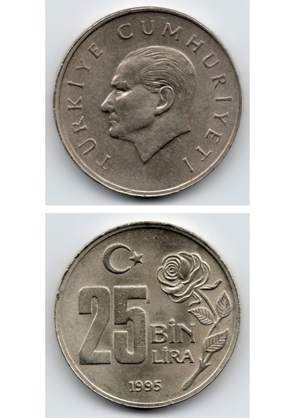 25.000 Lira (1995) Çil Eski Madeni Para