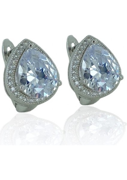 Beyaz Damla Zirkon Mikro Kalite 925 Gümüş Set Takım fırsatları