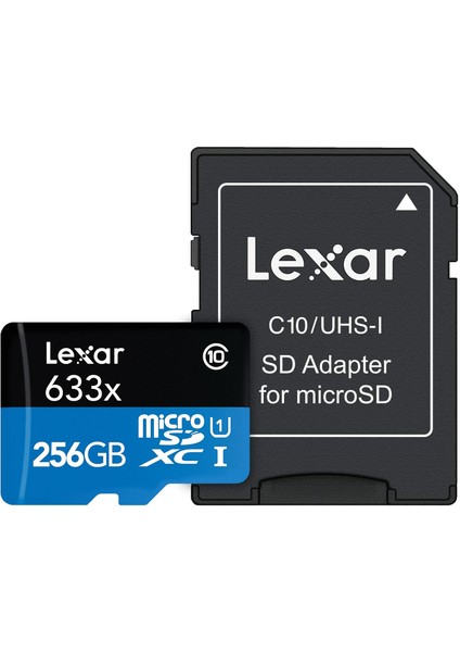 256GB High-Performance 633X Microsdhc Uhs-I 100MB/S Okuma 45MB/S Yazma C10 A1 V30 U3 Hafıza Kartı + Adaptör